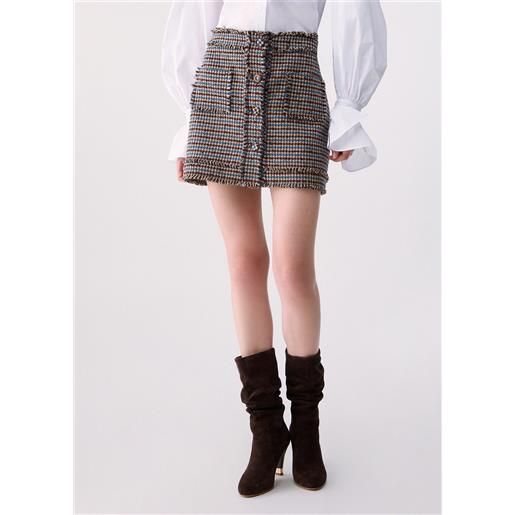 Liu jo minigonna in tweed, pied de poule