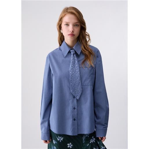 Liu jo camicia con cravatta, blu scuro