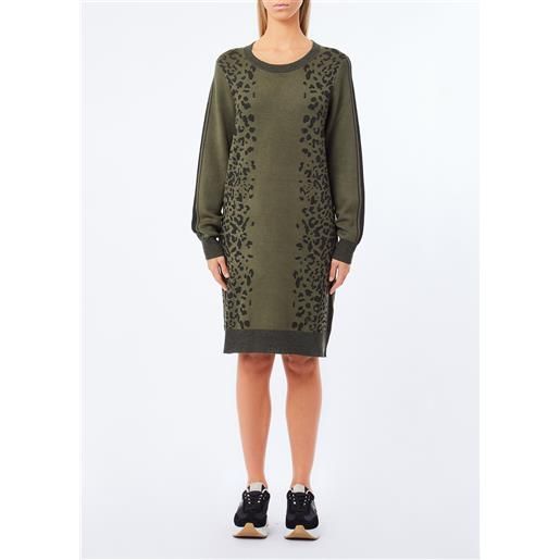 Liu jo abito animalier in maglia, verde oliva