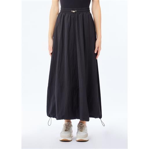Liu jo gonna lunga in nylon e raso, nero