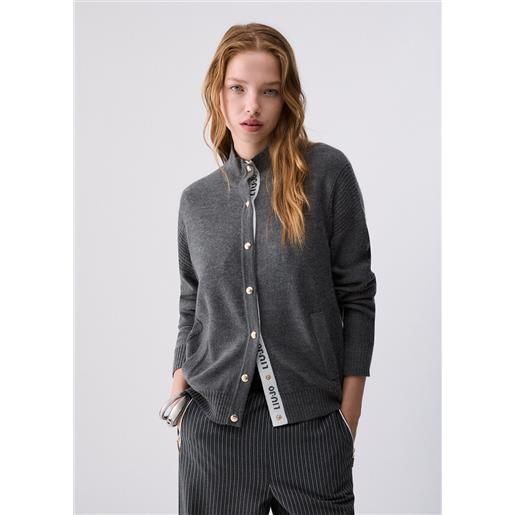 Liu jo cardigan in misto lana, grigio
