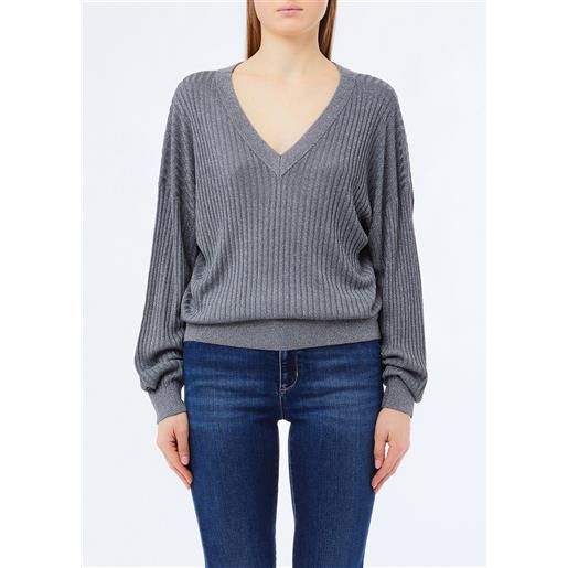 Liu jo maglia con scollo a v, antracite