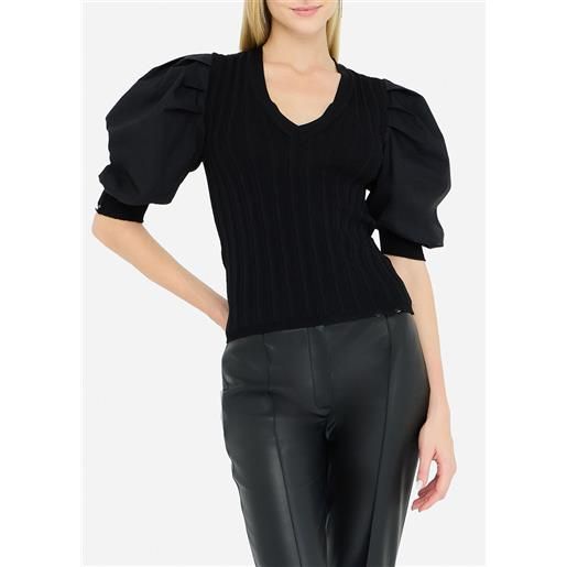 Liu jo top con maniche balloon, nero