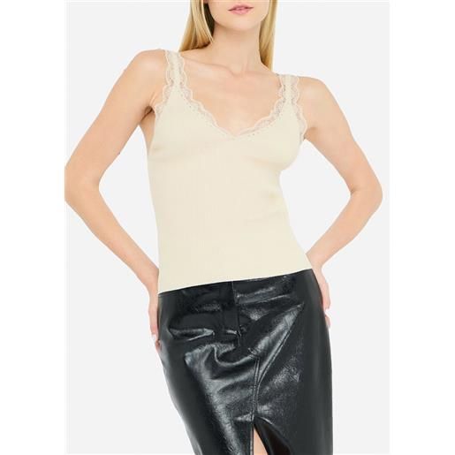 Liu jo top con dettagli in pizzo, beige chiaro