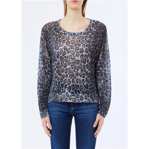 Liu jo maglia in lurex®, animalier grigio