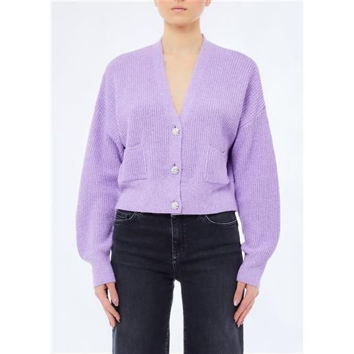 Liu jo cardigan con bottoni gioiello, glicine