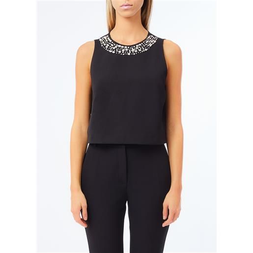 Liu jo top con strass, nero