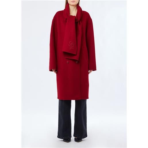 Liu jo cappotto in lana con sciarpa, rosso