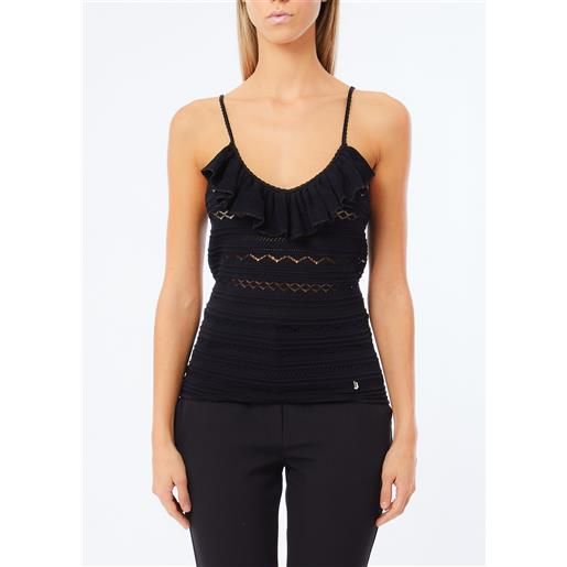 Liu jo top in maglia traforata, nero