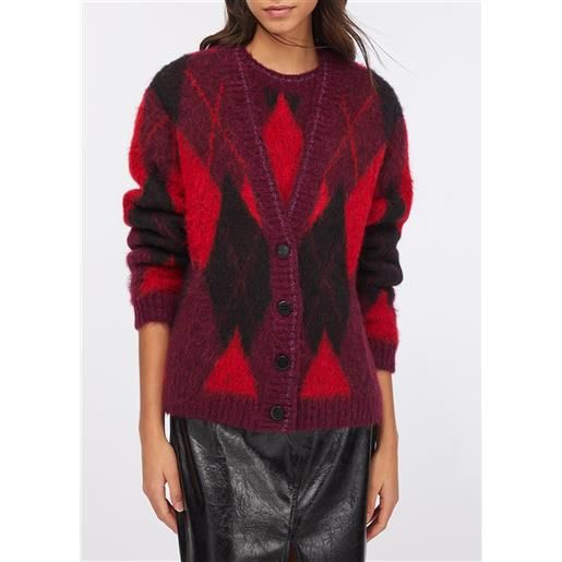 Liu jo cardigan a losanghe in lana e alpaca, rosso