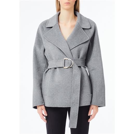 Liu jo cappotto in lana con cintura, grigio