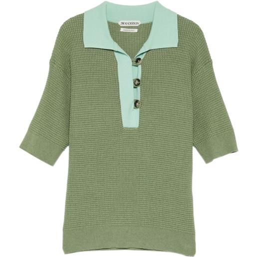 JW Anderson polo con trama a nido d'ape - verde