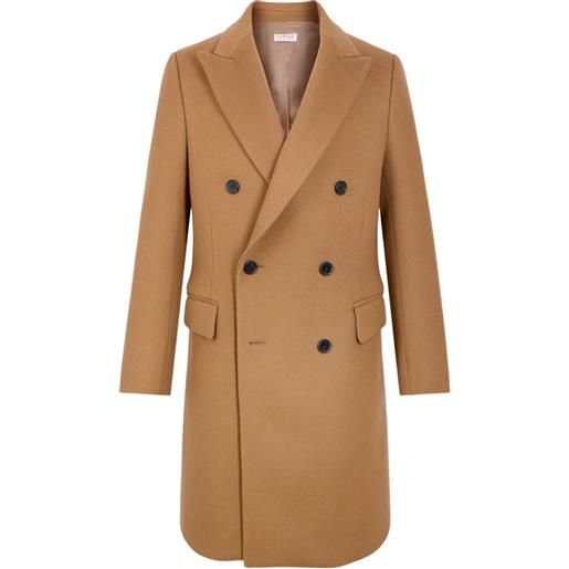 FURSAC double-breasted herringbone overcoat - marrone