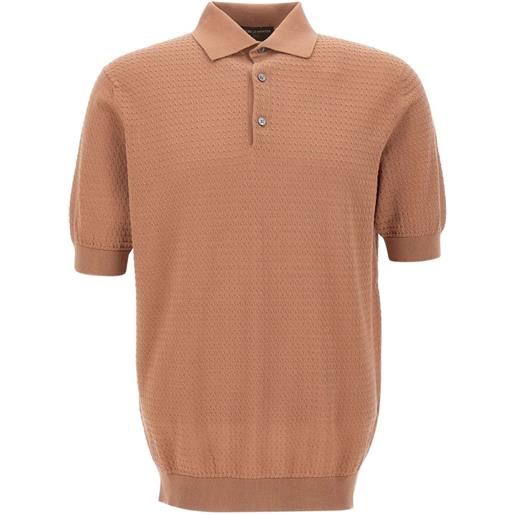 Filippo De Laurentiis micro-braided polo shirt - marrone
