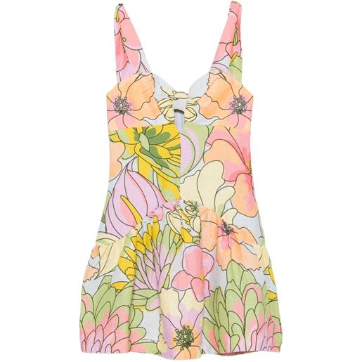FARM Rio abito midi a fiori con cut-out - blu