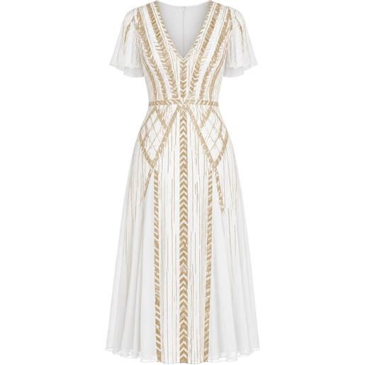 Temperley London abito midi viola - bianco