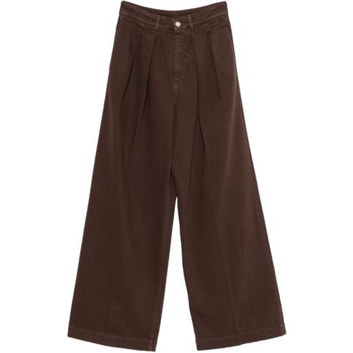 Nine In The Morning pantaloni giordana a gamba ampia con pieghe - marrone