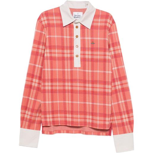 Vivienne Westwood check-pattern long-sleeve polo shirt - rosso
