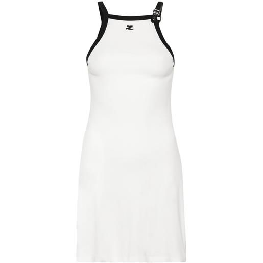 Courrèges abito corto con applicazione logo - bianco