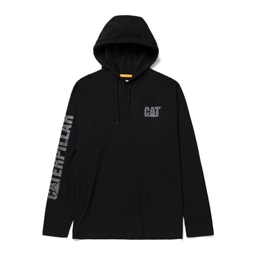 Caterpillar men's upf hooded banner l/s tee, black, xl