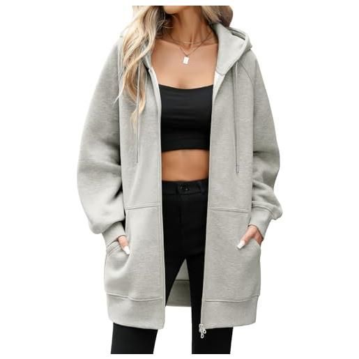 Vancavoo felpa donna con zip e cappuccio giacca autunno cotone cappotto | vestibilità morbida, interno felpato leggero, maniche raglan, zip a doppio cursore e tasche oblique