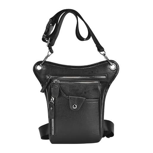 wanhaoaony marsupio gamba moto marsupio in pelle da gamba for uomo donna cintura multifunzione moto bicicletta escursionismo all'aperto campeggio(light brown)