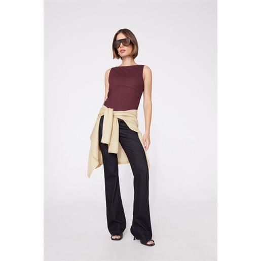 Tezenis pantaloni flare denim extra stretch donna nero