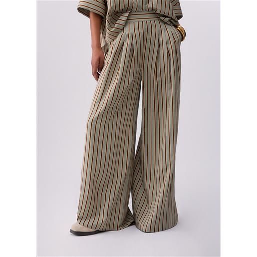 Liu jo pantaloni in rayon a righe, verde a righe