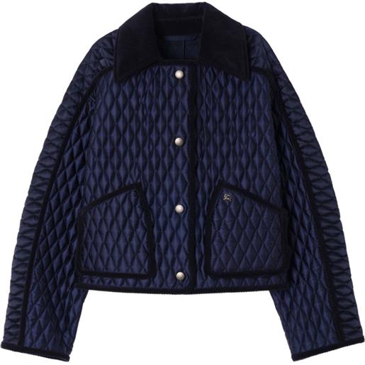 Burberry floriston quilted cropped jacket - blu