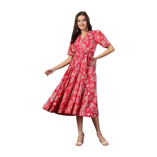 Stylum abito da donna in rayon stampato tropicale, rosa, 3xl