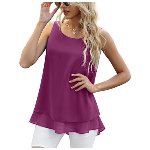 Yommay canotta estiva da donna, camicette da donna, senza maniche, in chiffon, da donna canotte e top