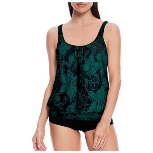 loginsummer 2 pezzi costume da bagno donne tankini sets per le donne plus size alta vita blouson tankini con pantaloncini tummy control costumi da bagno