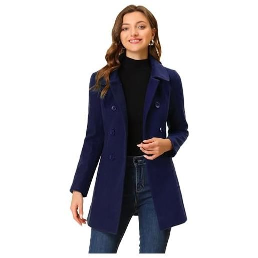 Allegra K coat reefer donna | capispalla a maniche lunghe, elegante cappotto con tasche, completamente foderato, lavoro, ufficio, business, tempo libero