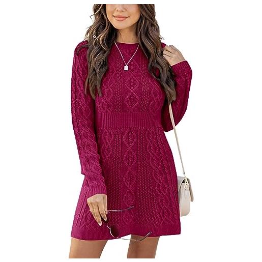Ebifin vestiti donna invernali girocollo maglione abito elegante manica lunga abito linea a pullover vestito in maglia autunno. 