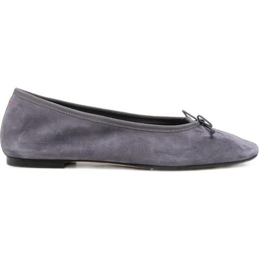Aeyde ballerine tiby in pelle scamosciata con fiocco - grigio