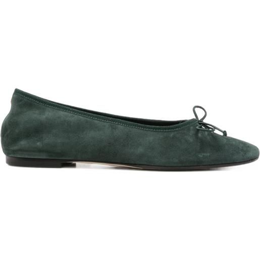 Aeyde ballerine in pelle scamosciata con fiocco - verde