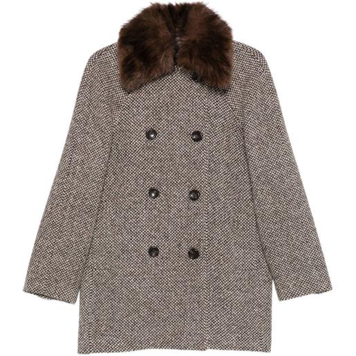 LIU JO cappotto con collo in pelliccia sintetica - marrone