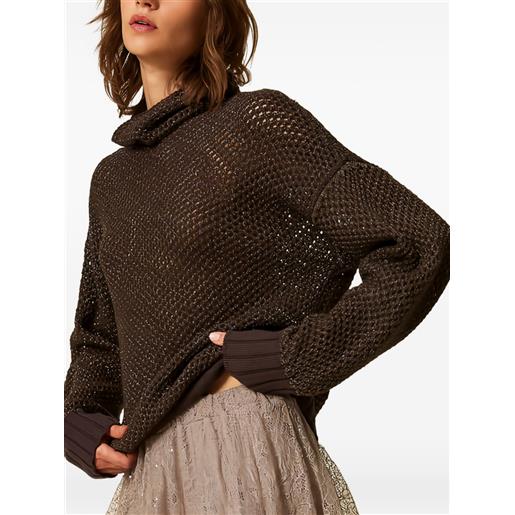 TWINSET maglione a collo alto con lurex - marrone