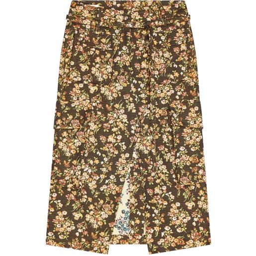 DRIES VAN NOTEN gonna cargo a fiori - marrone