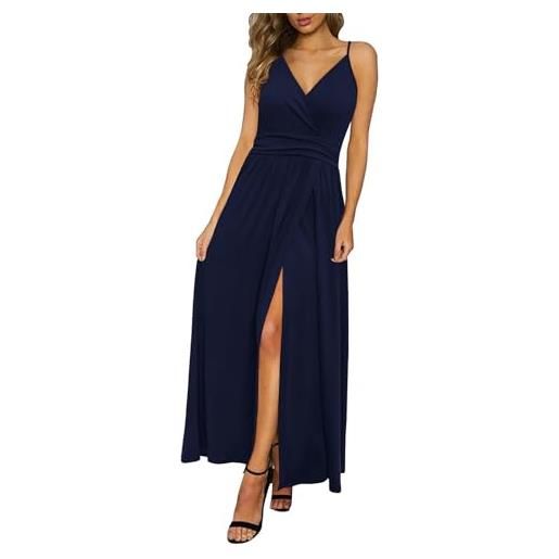 Newshows abito estivo da donna con collo a v e manica corta da spiaggia boho maxi