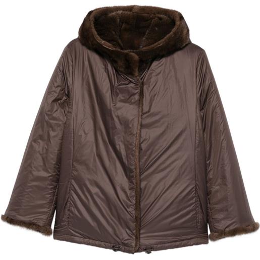 Manzoni 24 mink-fur trim hooded coat - marrone