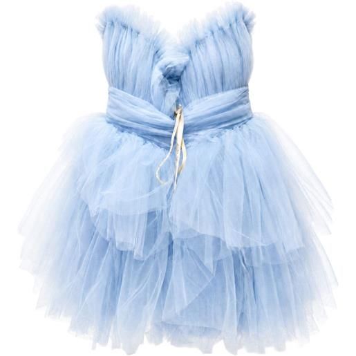Bronx and Banco ruffled tulle mini dress - blu