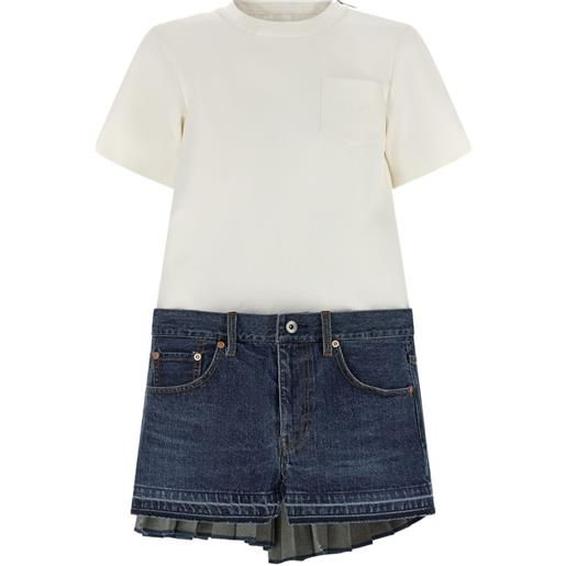 sacai abito denim - bianco