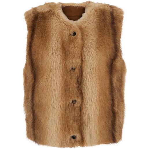Urbancode gilet reversibile in pelliccia sintetica - marrone
