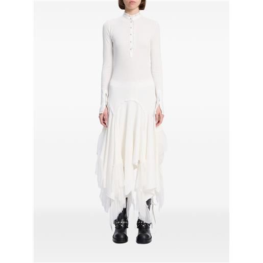 Ann Demeulemeester abito asimmetrico tessie serafino con ruches - bianco