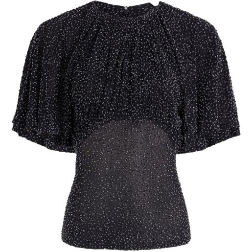 Rabanne blusa con ruches - nero