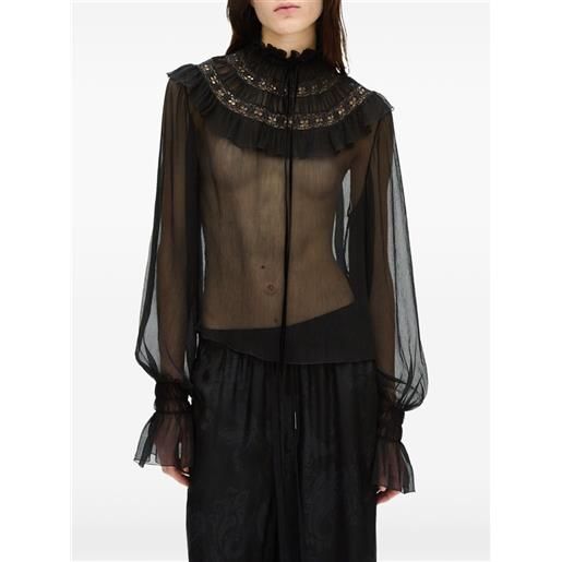 Ann Demeulemeester blusa palvi con ruches - nero