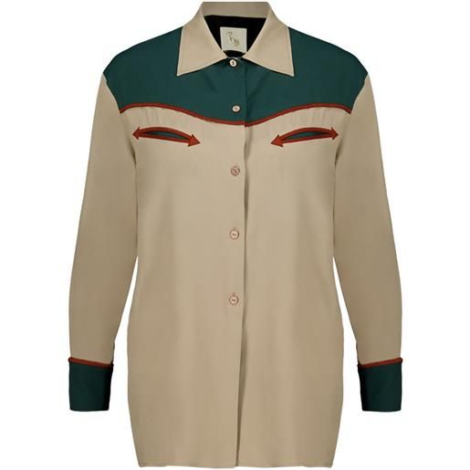 PAULA piping-detail cowboy shirt - grigio