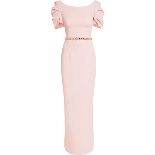Safiyaa abito lungo vanna con maniche scolpite - rosa