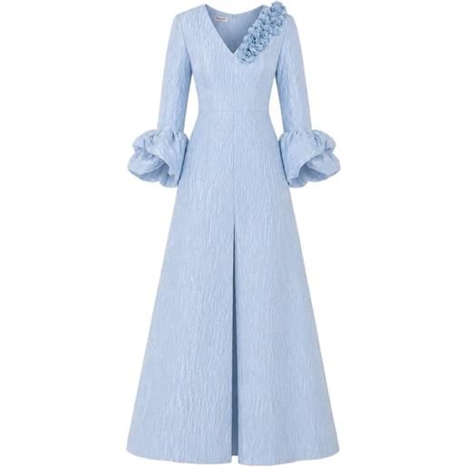 Baruni abito da sera lungo fayha con decorazione a fiori - blu
